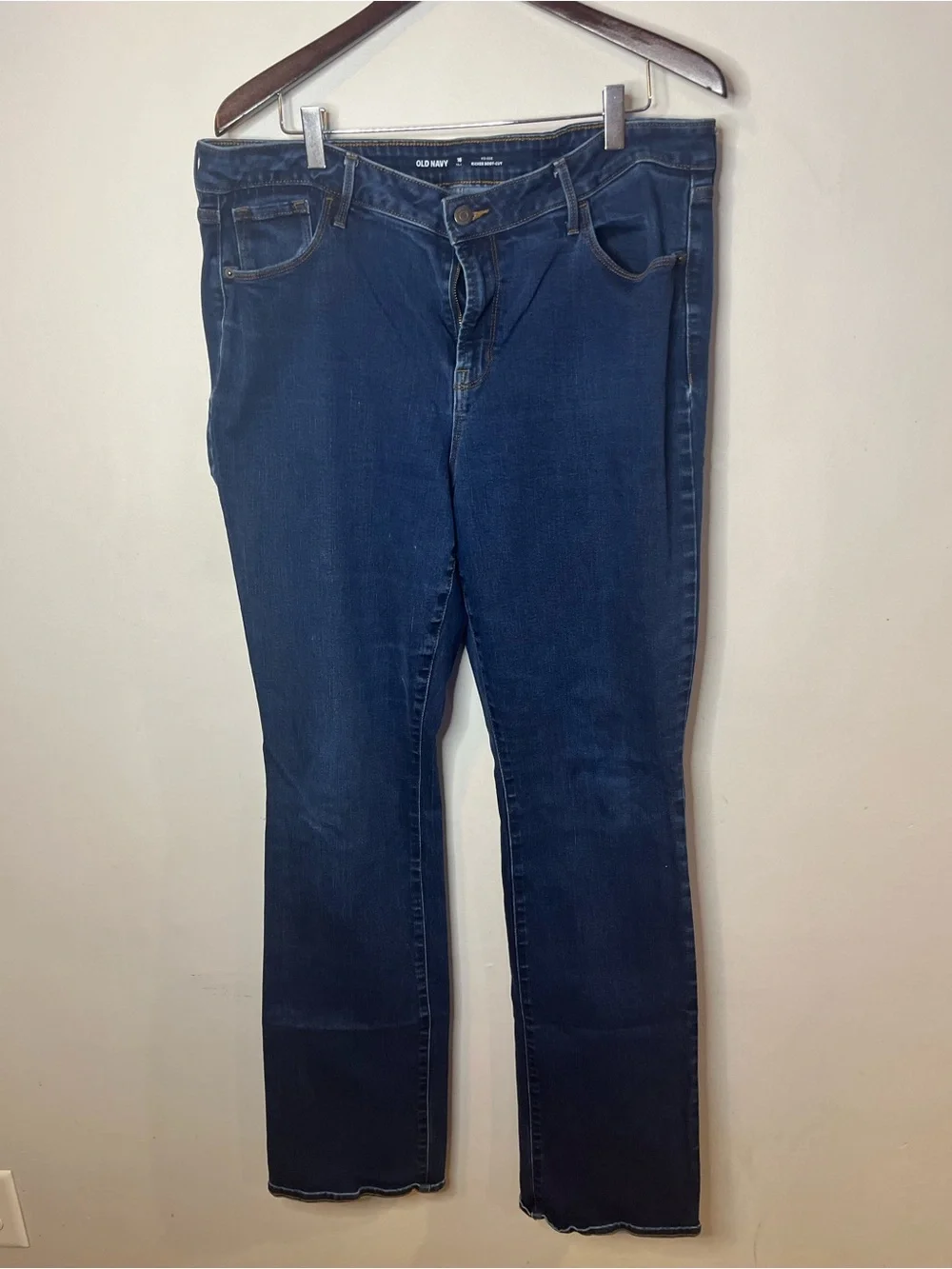 Old Navy Women's Dark Blue Mid-Rise Kicker Boot-Cut Jeans
